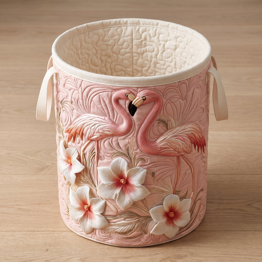 Floral Flamingo Quilted Basket