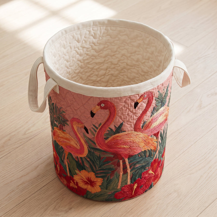 Flamingos in the Sun Quilted Basket