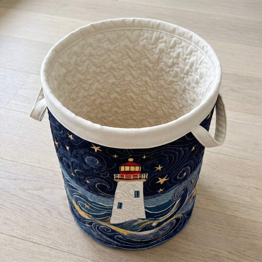 Lighthouse at Dusk Quilted Basket