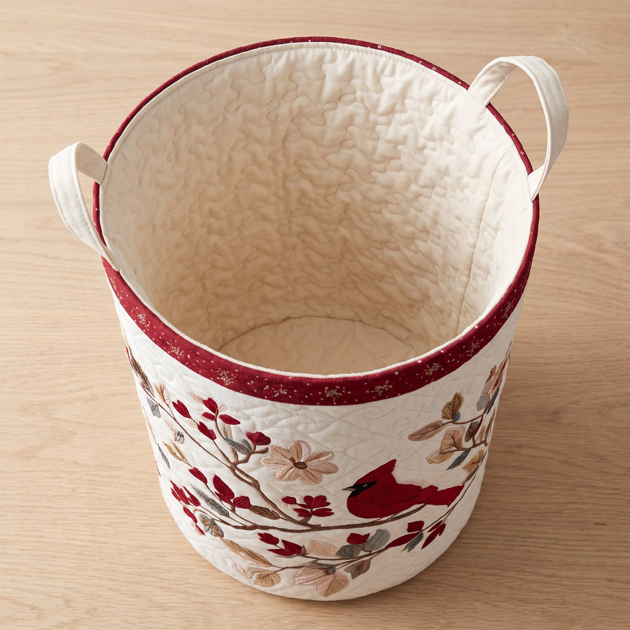 Carmine Leaves Quilted Basket