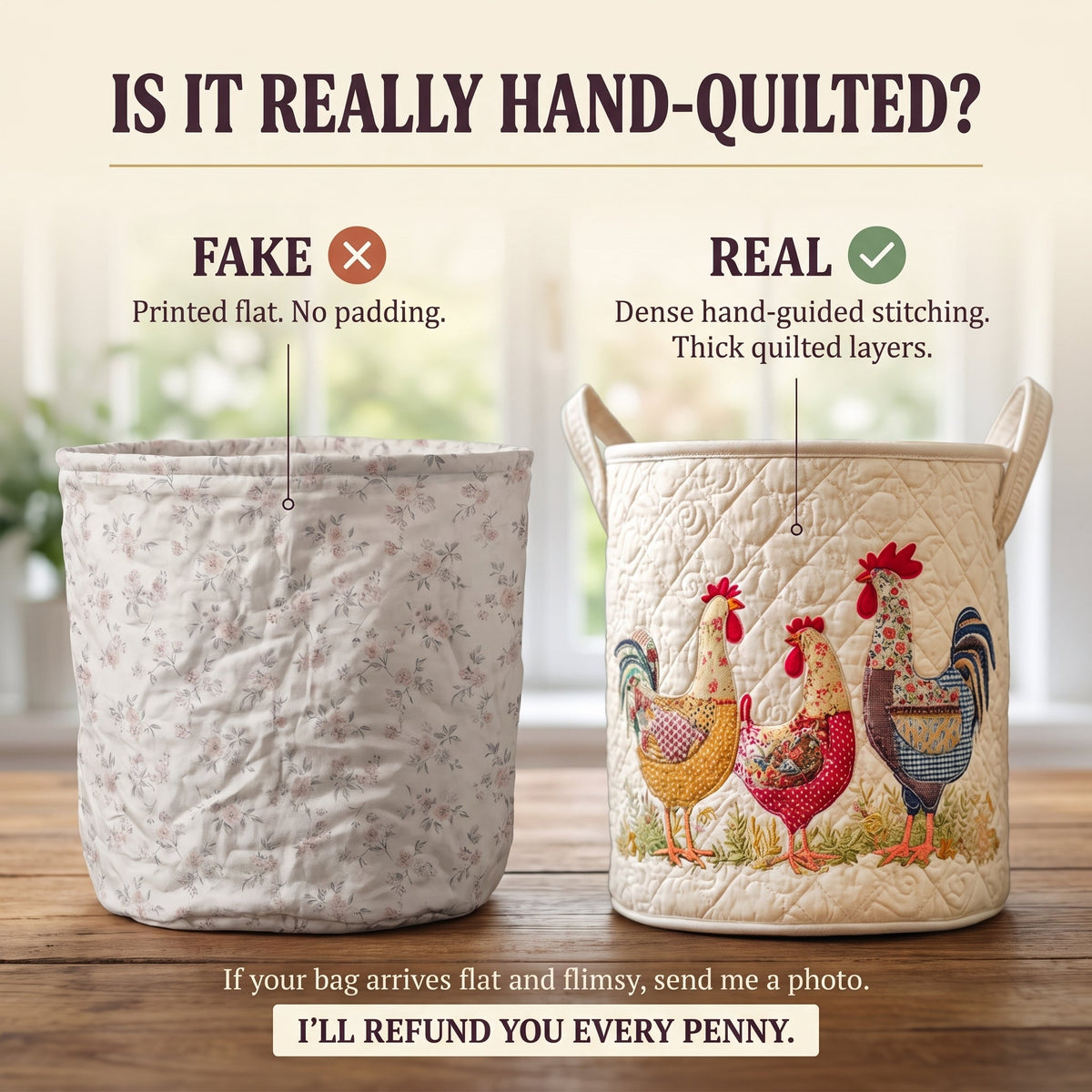 Cheerful Chicken Coop Quilted Basket