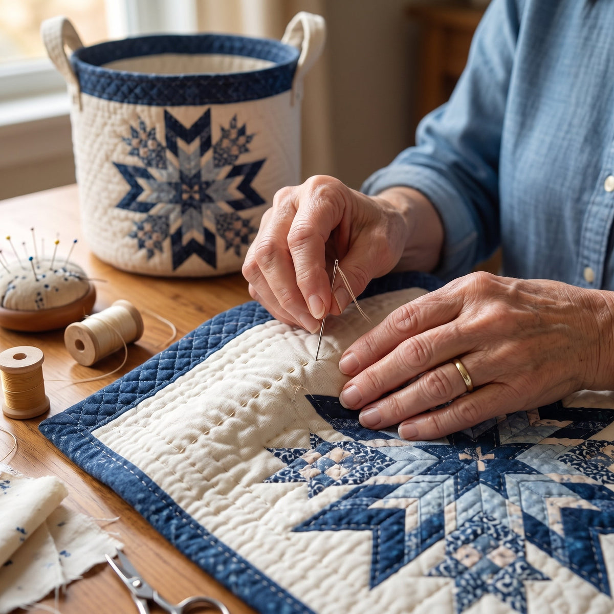 Snowflake Quilted Basket