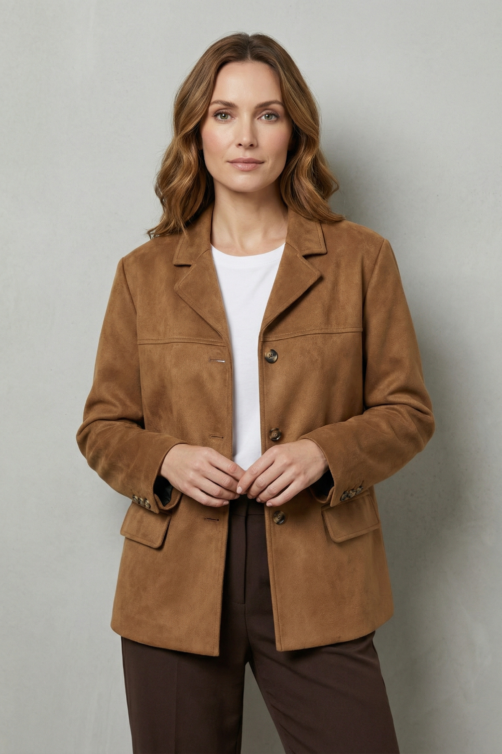 Giulietta | Women's Structured Shoulders Suede Blazer