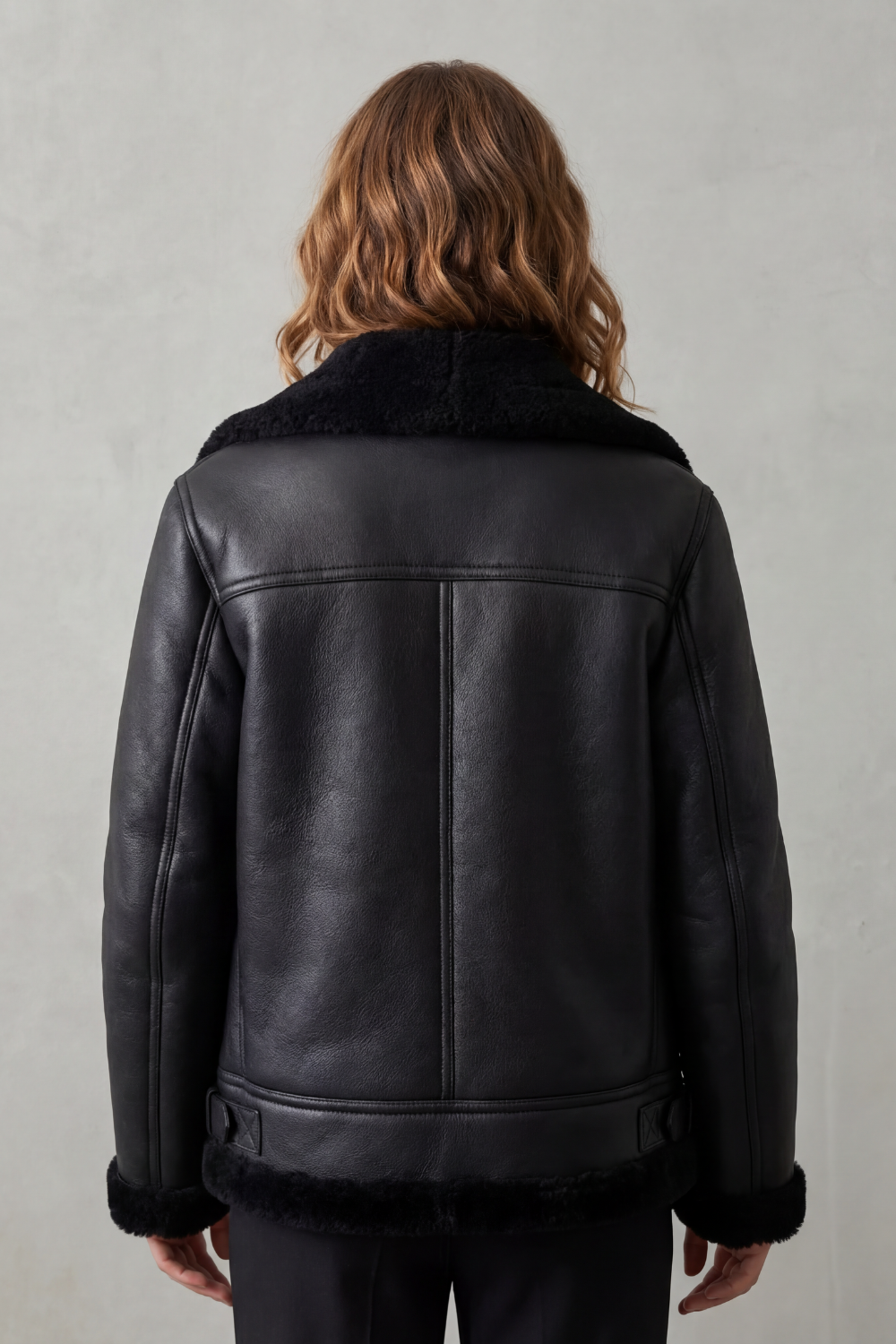 Noirellé | Women's Asymmetric Zip Shearling Biker Jacket