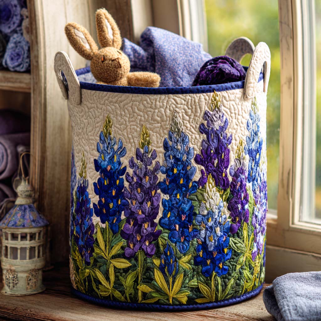 Blue Lupin Quilted Basket