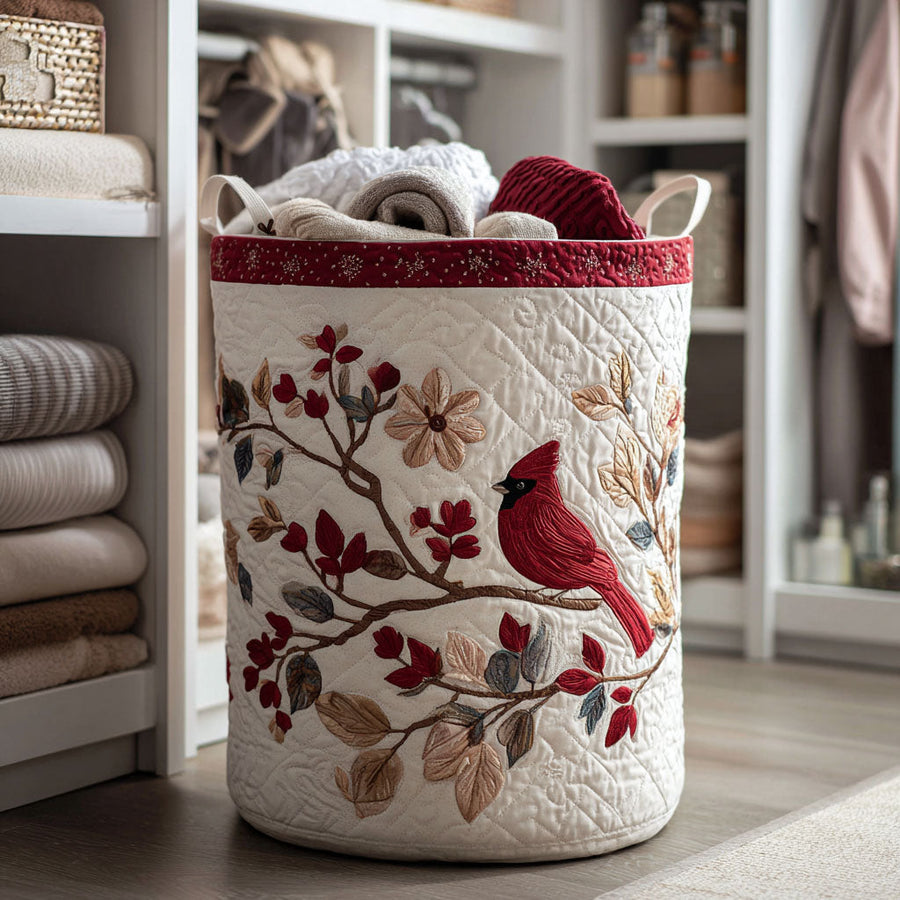 Carmine Leaves Quilted Basket