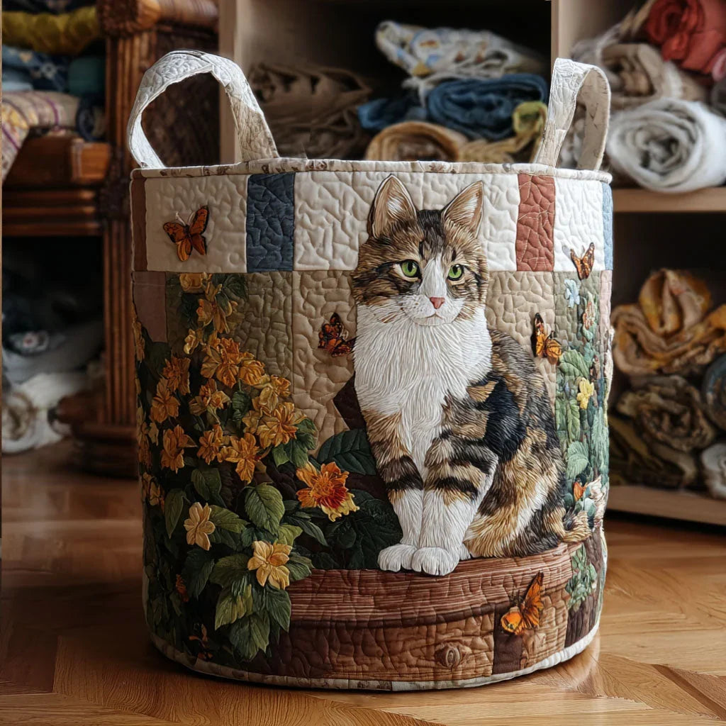 The Cat Lover's Basket – Handmade Quilted Laundry Basket