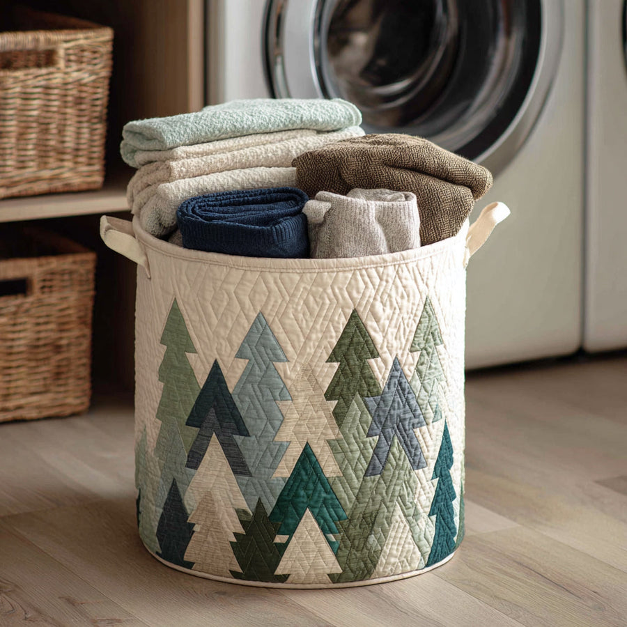 Christmas Trees Quilted Basket