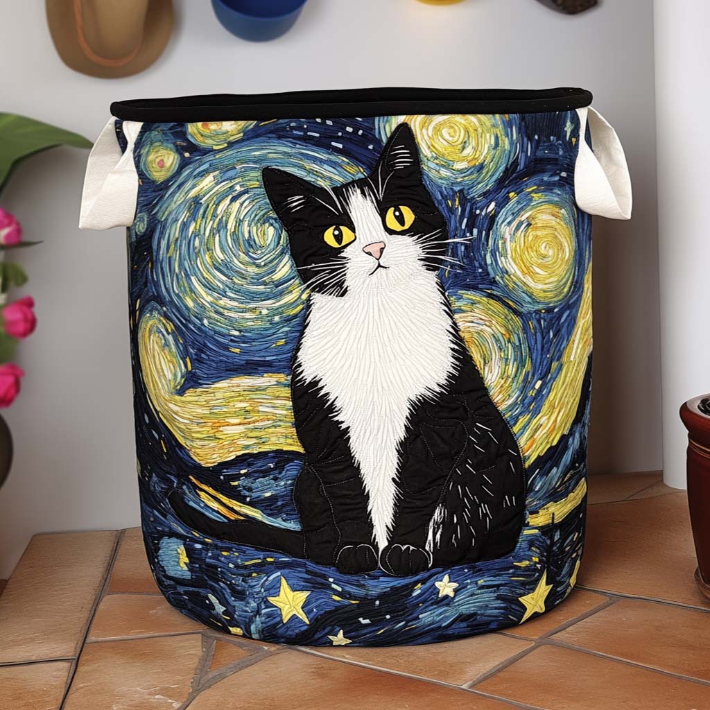 Elegant Feline Quilted Basket