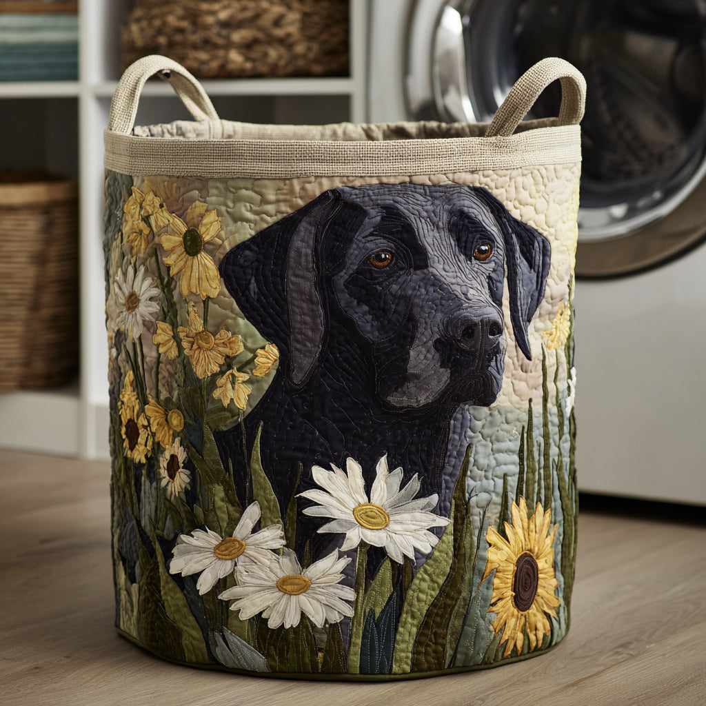 Floral Black Lab Laundry Basket