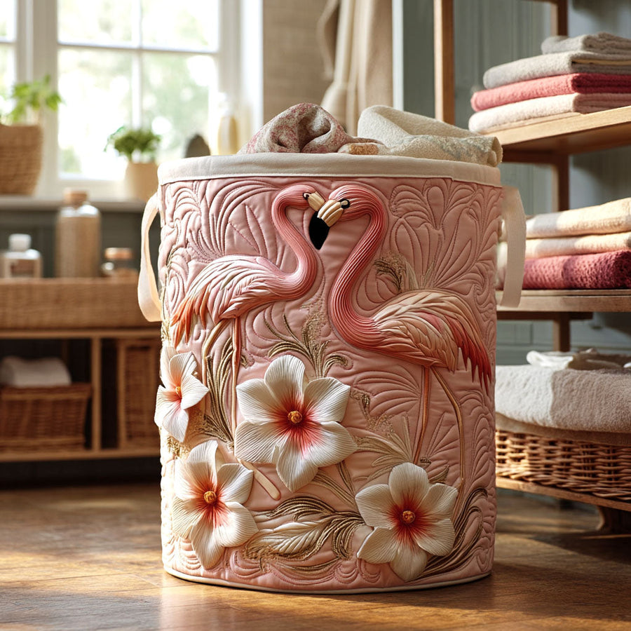 Floral Flamingo Quilted Basket