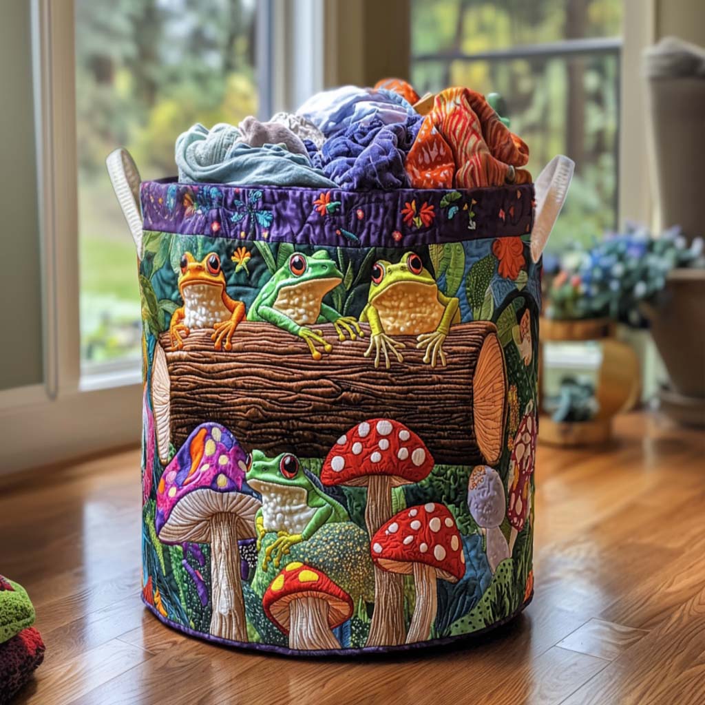 Frog Family Quilted Basket