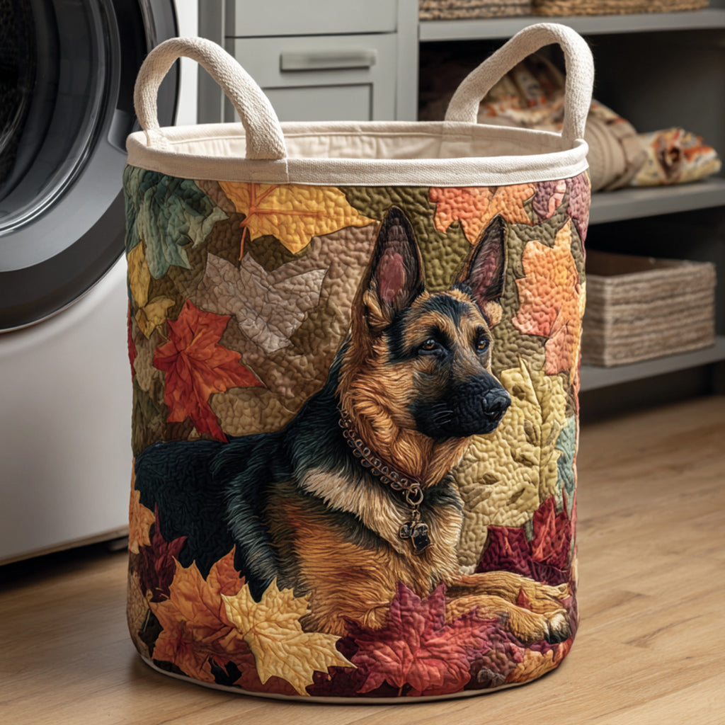German Shepherd Among the Leaves Laundry Basket