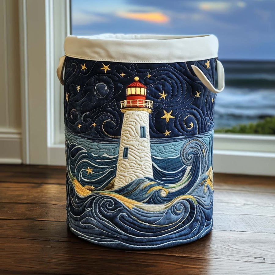 Lighthouse at Dusk Quilted Basket