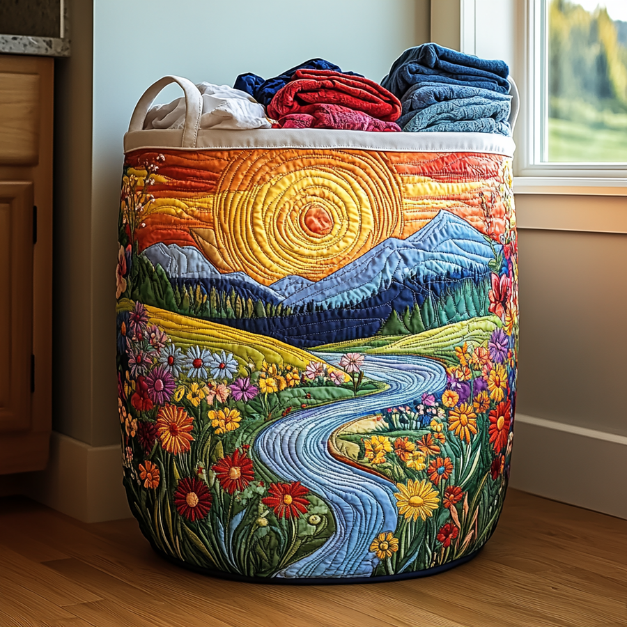 River Blossom Quilted Basket