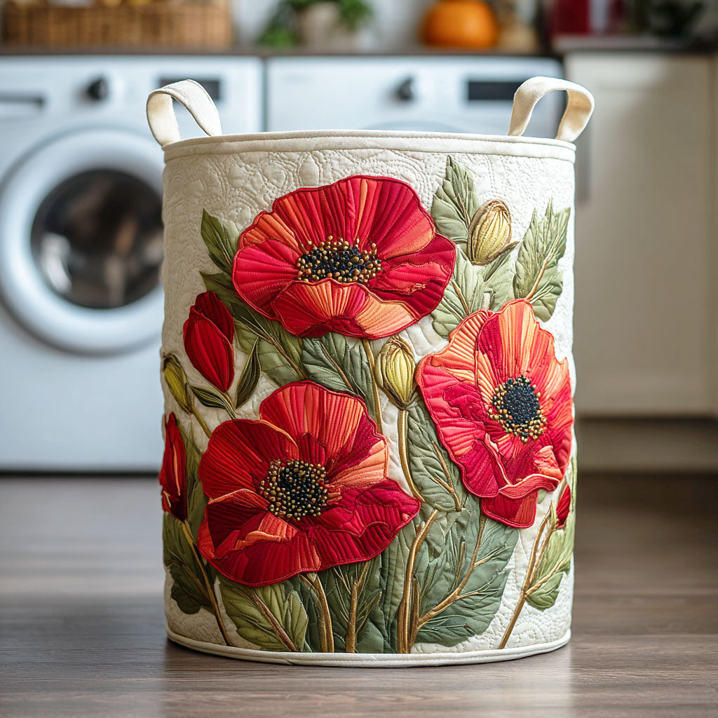 Scarlet Poppy Dream Quilted Basket