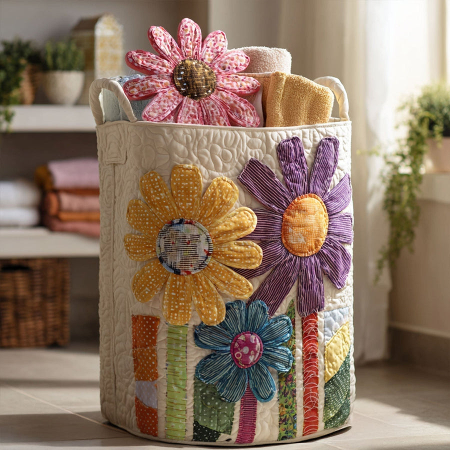 Vintage Flowers Quilted Basket