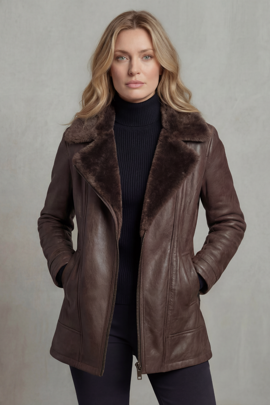 Ravella | Women's Shearling-lined Elegance Leather Jacket