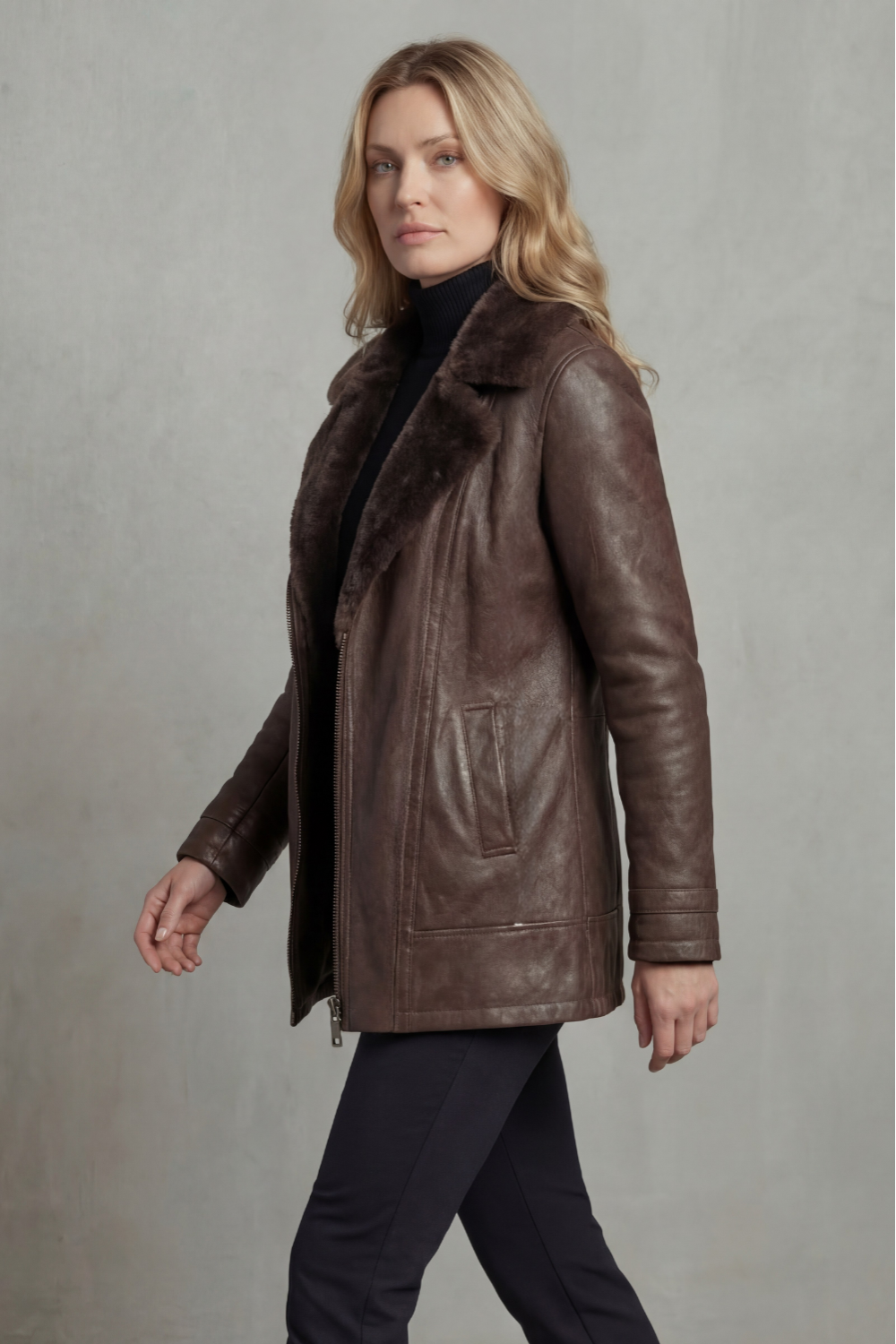 Ravella | Women's Shearling-lined Elegance Leather Jacket