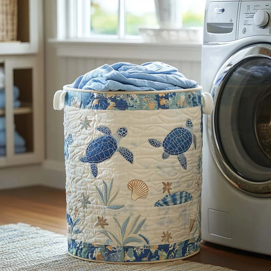 Blue Turtle Cove Laundry Basket