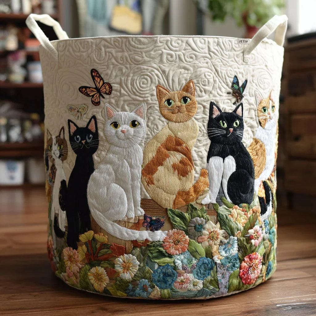 The Cat Lover's Basket – Handmade Quilted Laundry Basket