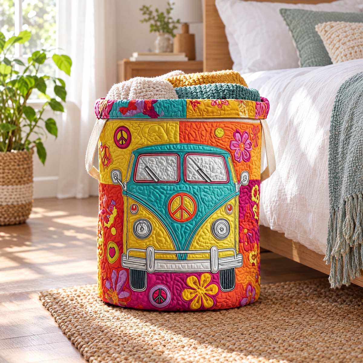 Hippie Style Quilted Basket