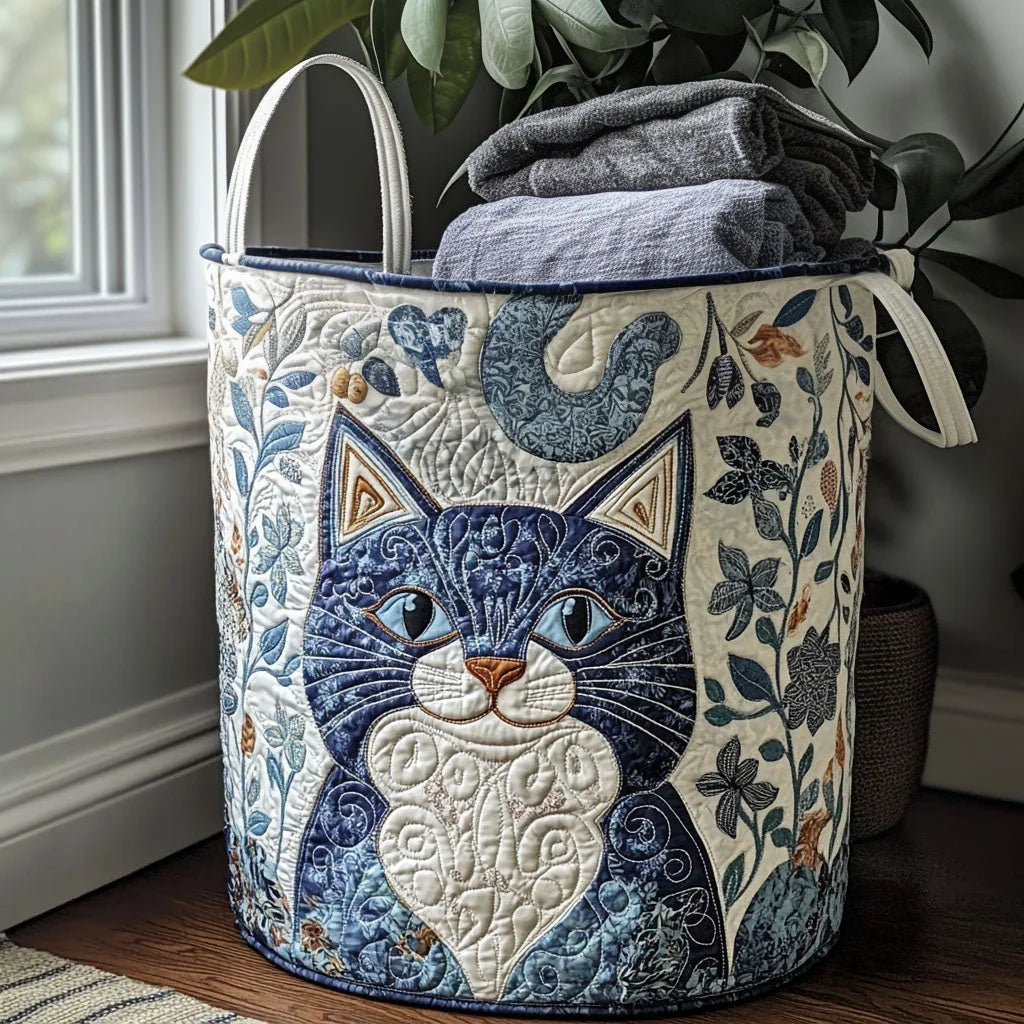 The Cat Lover's Basket – Handmade Quilted Laundry Basket