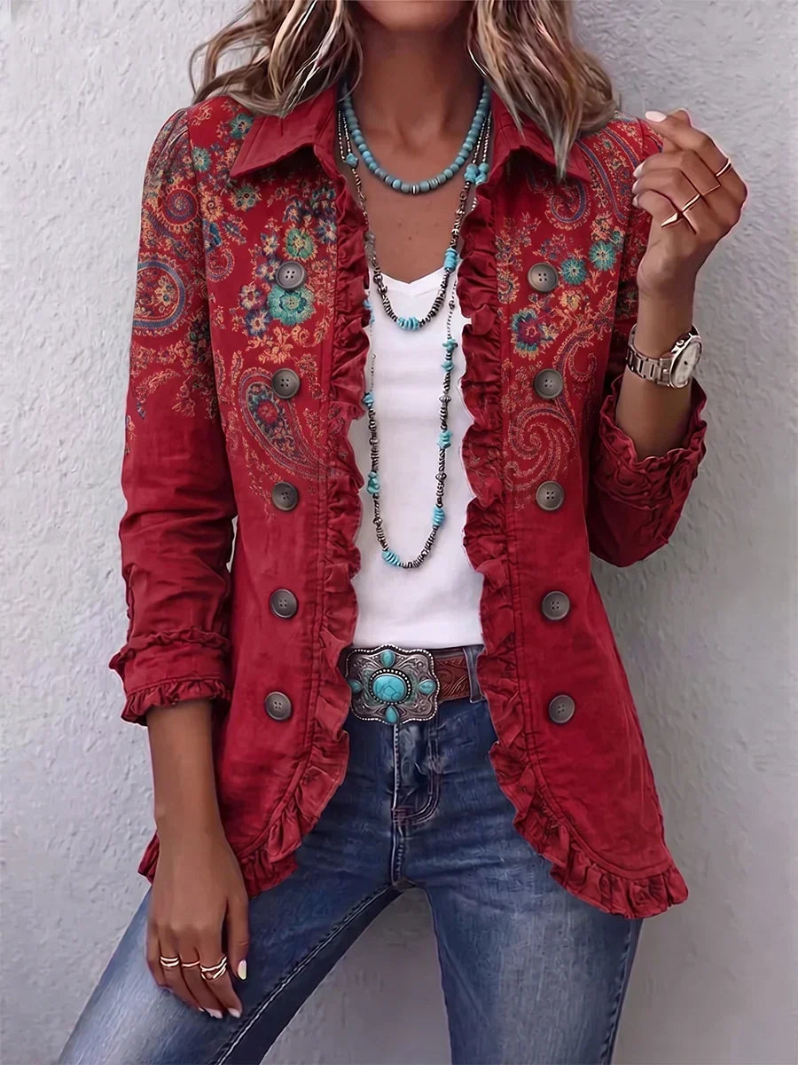 Fayrene | Women's Bohemian Paisley Ruffle Jacket