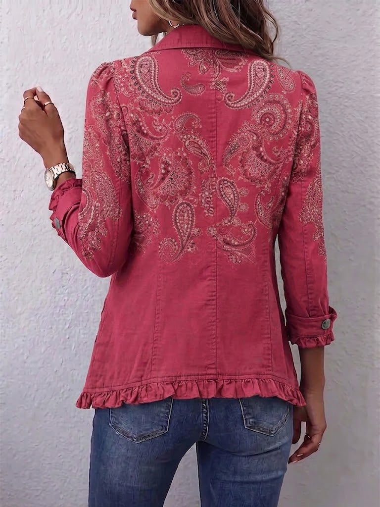 Anouk | Women's Vintage Paisley Print Ruffled Jacket